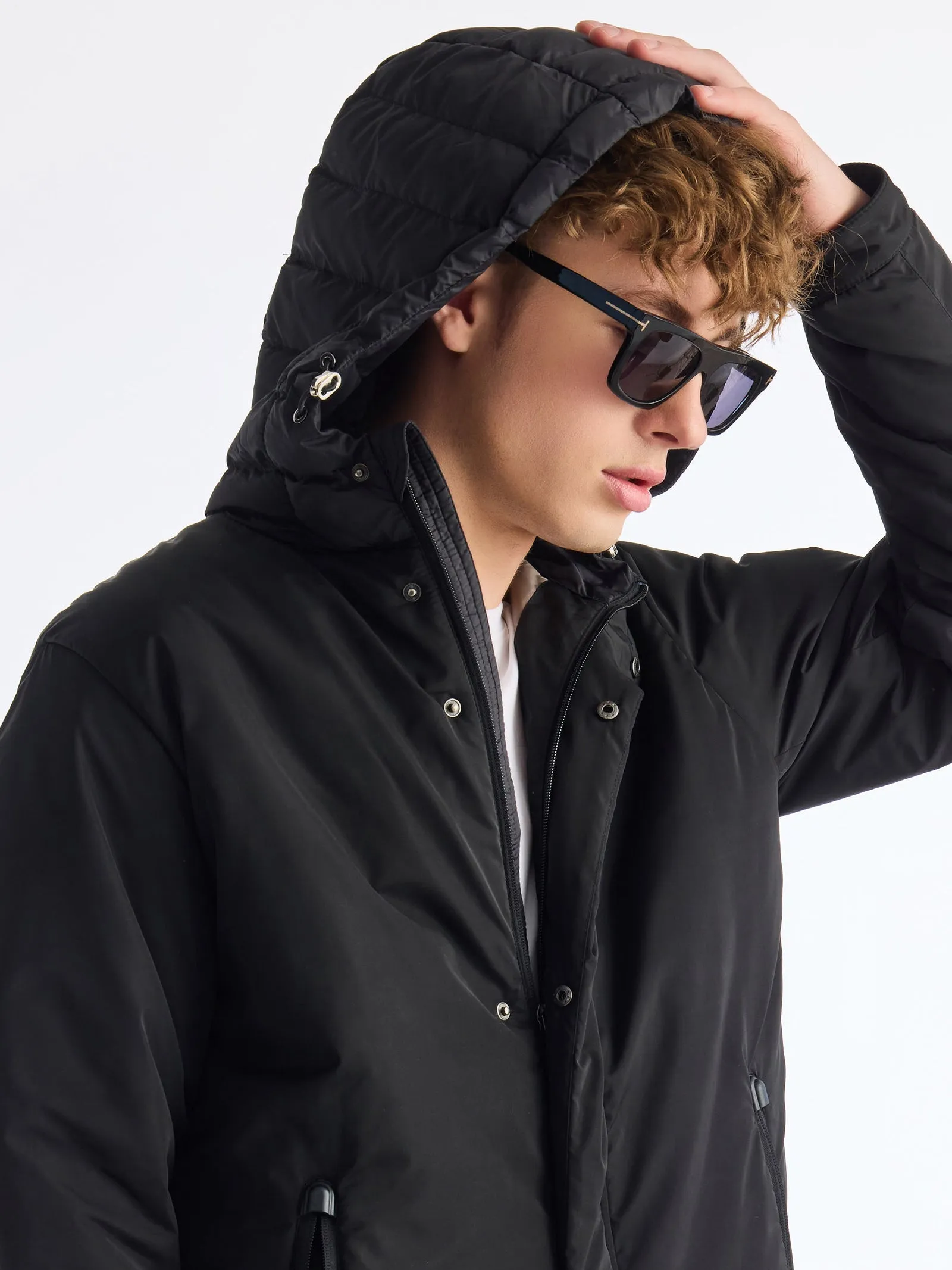 Black Hooded Puffer Jacket