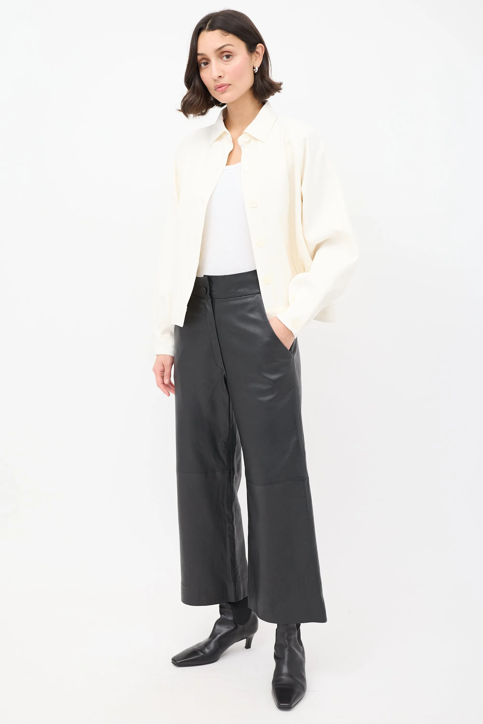 Black Leather Culotte Trouser