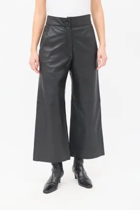 Black Leather Culotte Trouser