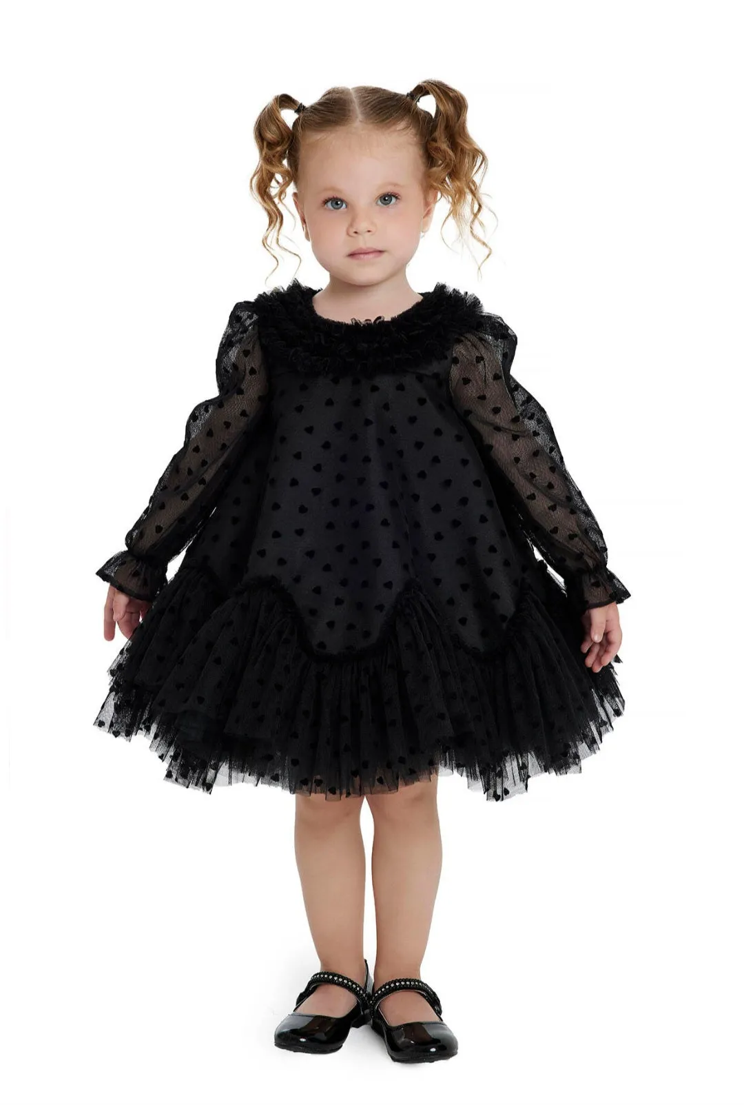 Black Ruffled Girls Dress