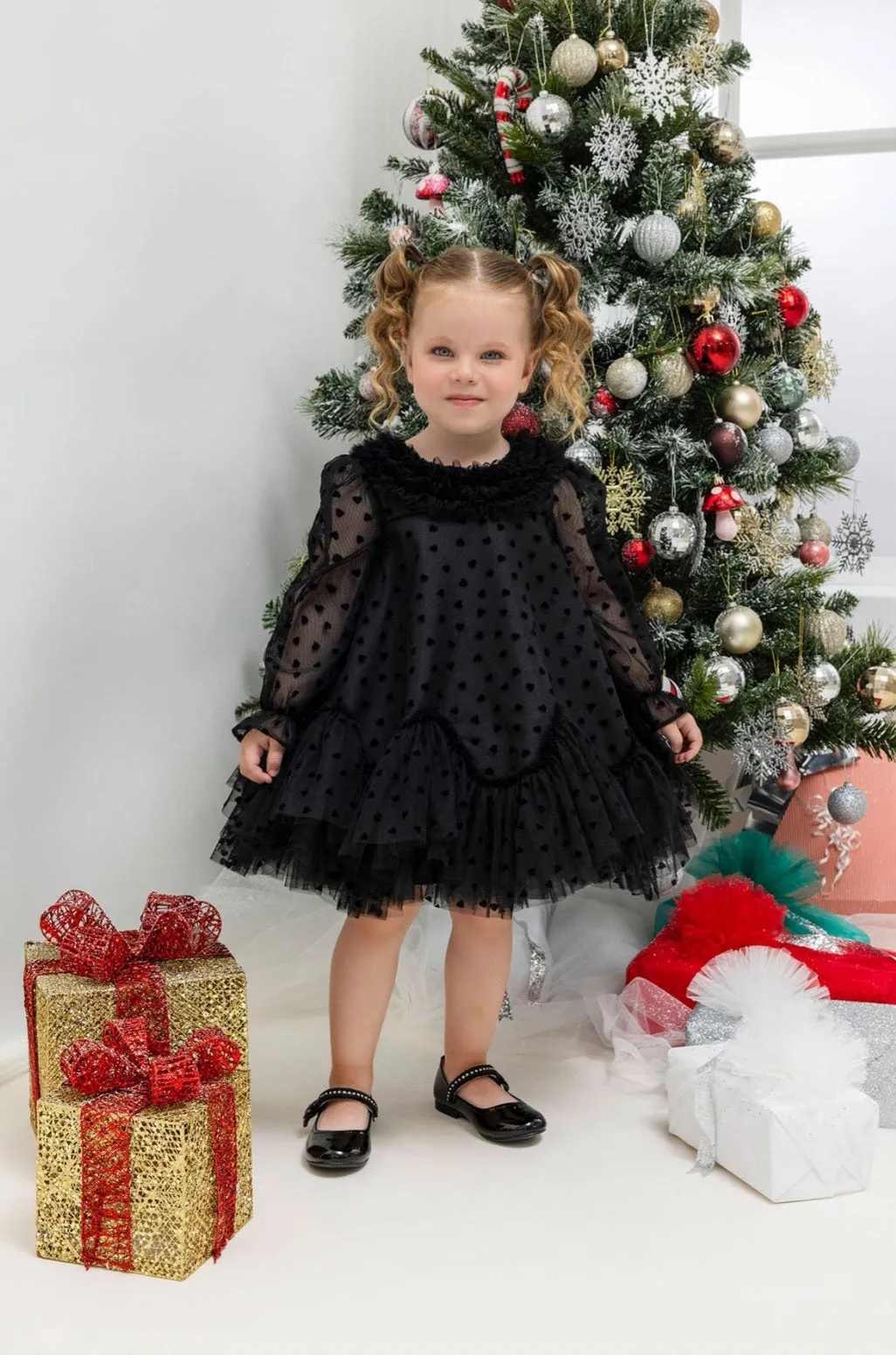 Black Ruffled Girls Dress