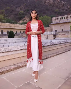 Bloom Maroon Jacket Maxi Dress