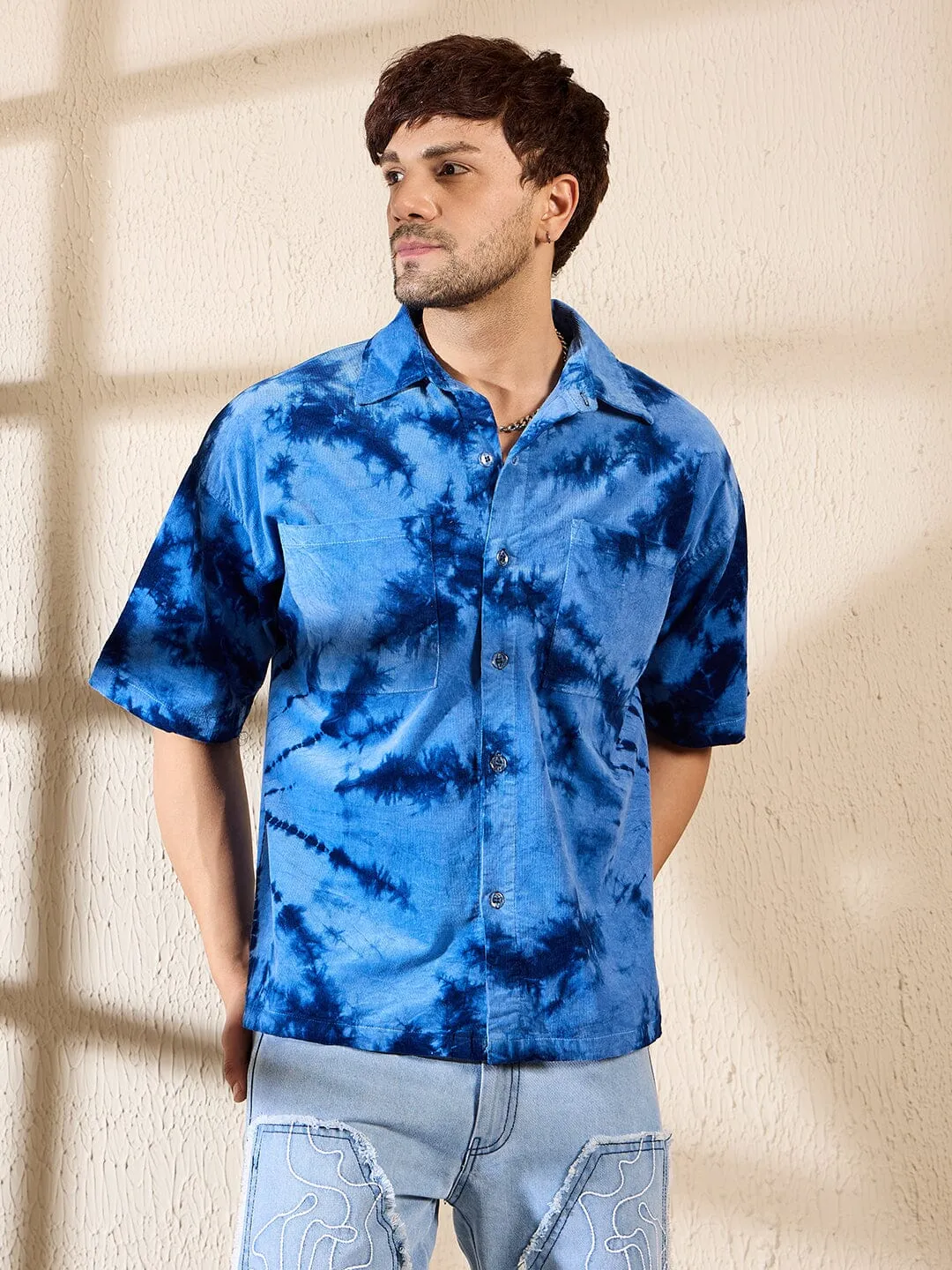 Blue Tie & Dye Corduroy Shirt