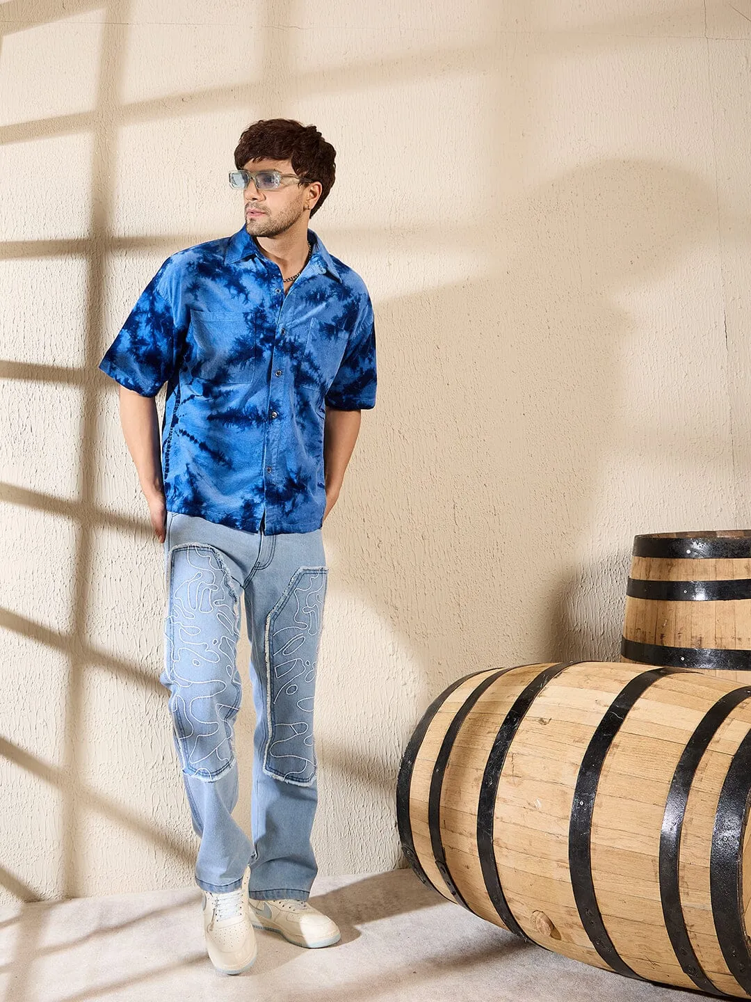 Blue Tie & Dye Corduroy Shirt