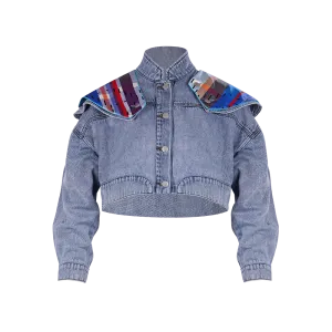 【BOMBER】Red-White-Blue Satin Eco-Denim Jean Jacket (紅白藍)