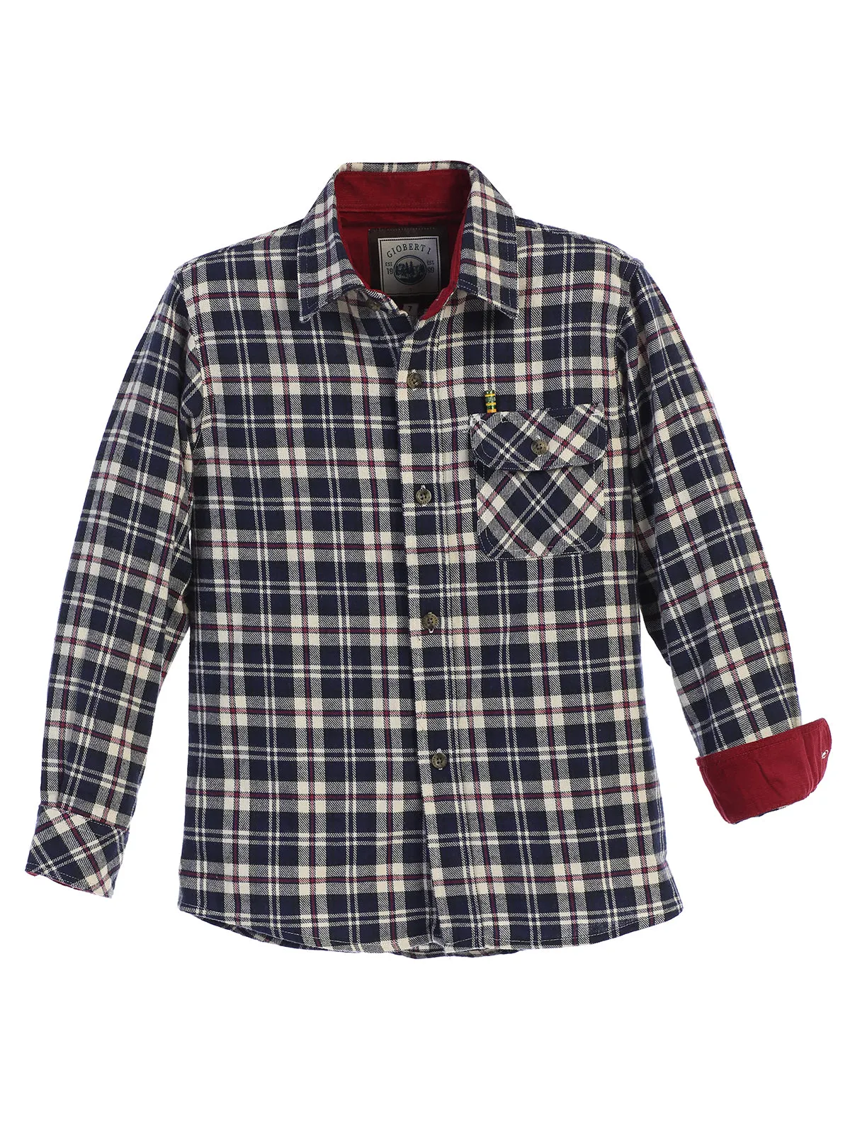 Boy's (8-18) Plaid Flannel w/ Corduroy Contrast