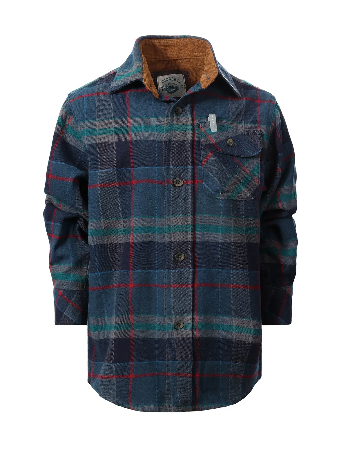 Boy's (8-18) Plaid Flannel w/ Corduroy Contrast