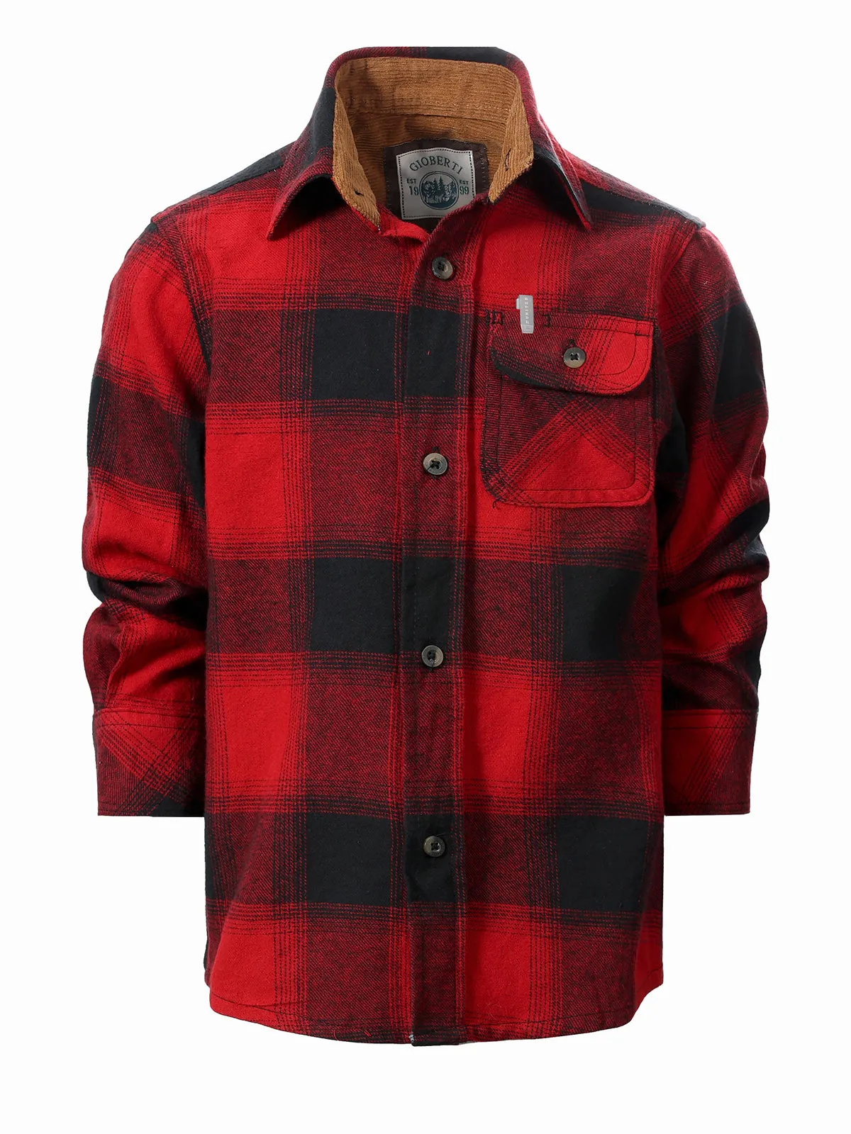 Boy's (8-18) Plaid Flannel w/ Corduroy Contrast