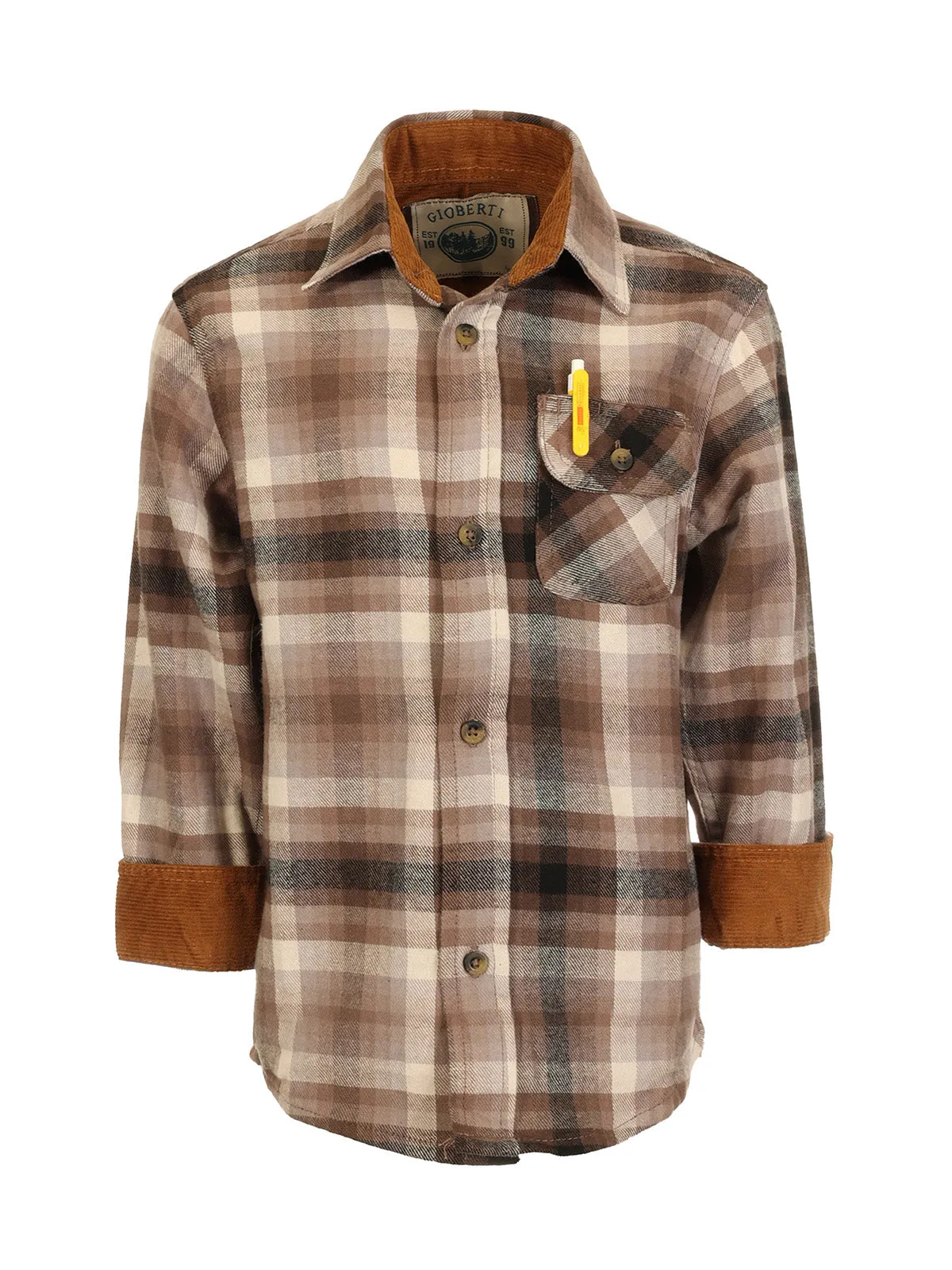 Boy's (8-18) Plaid Flannel w/ Corduroy Contrast