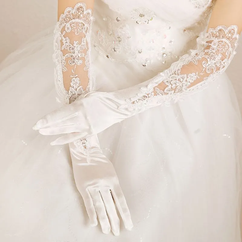 Bridal Embroidery Long Gloves