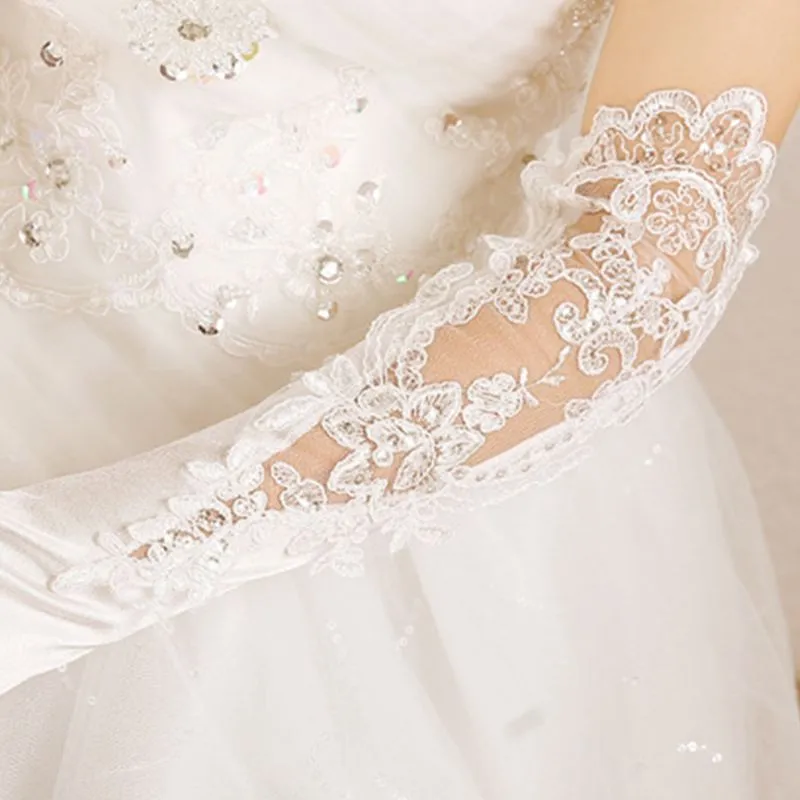 Bridal Embroidery Long Gloves