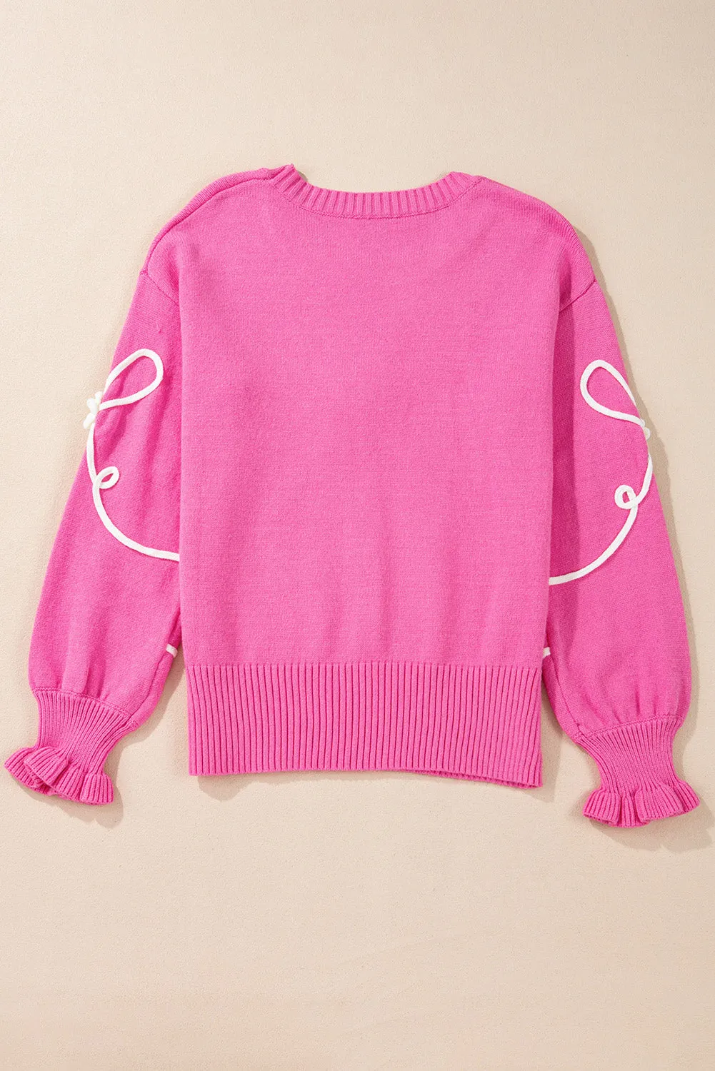 Bright Pink Bow Coquette Sweater