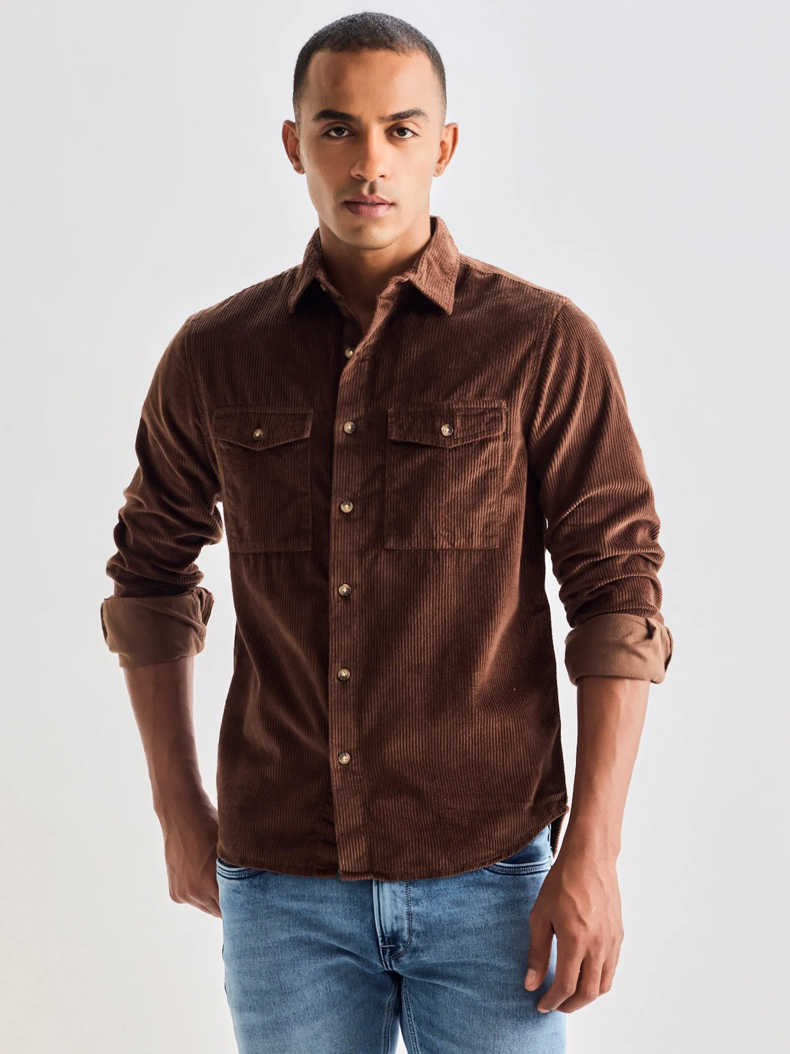 Brown Corduroy Over Shirt