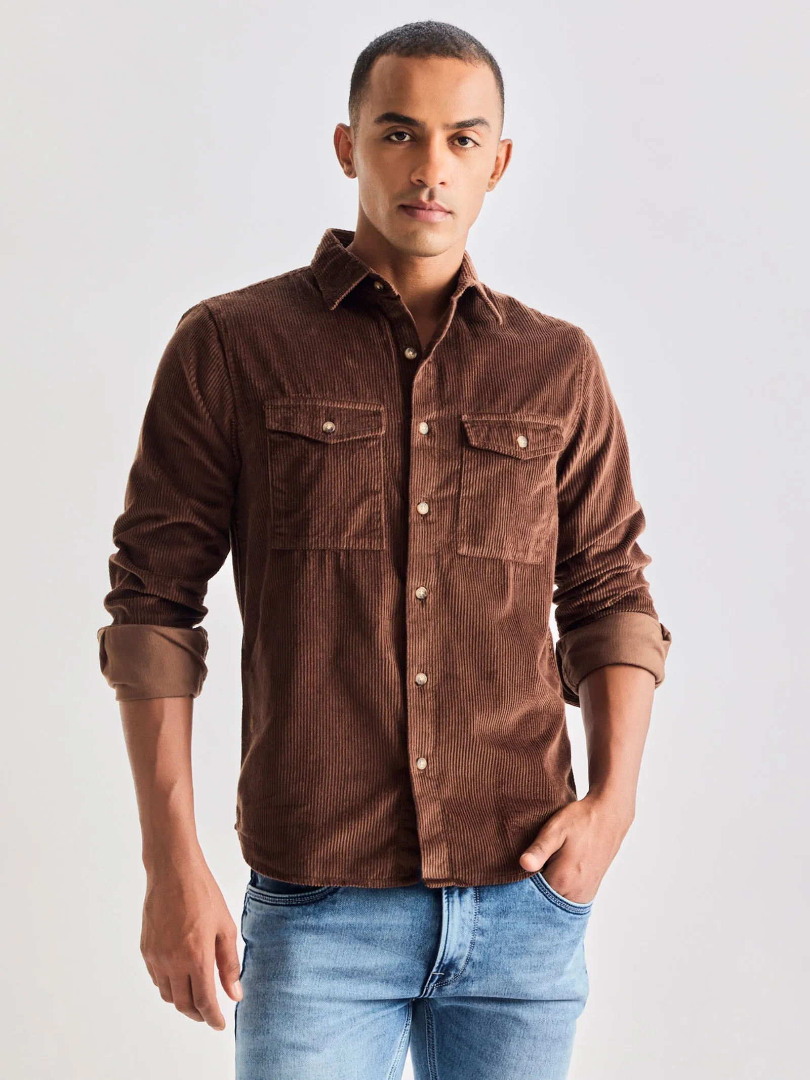 Brown Corduroy Over Shirt