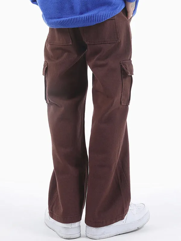 Brown Loose Straight Cargo Pants