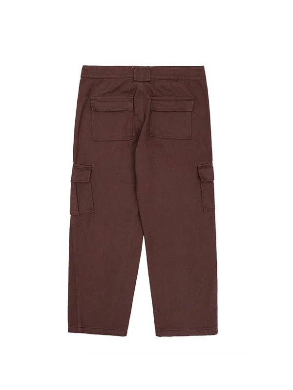 Brown Loose Straight Cargo Pants