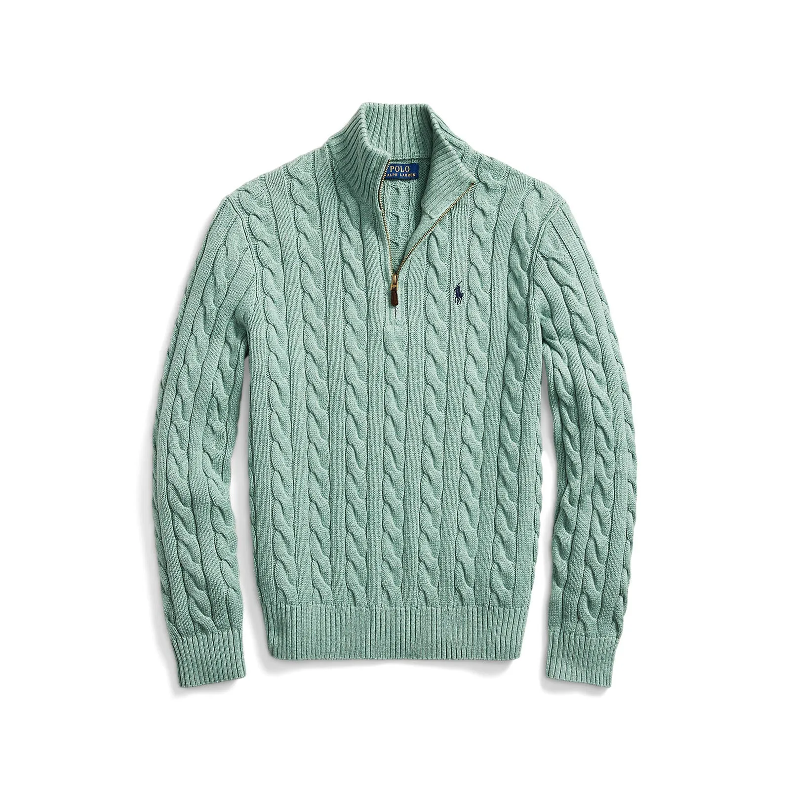 Cable Knit Cotton Sweater - Seafoam