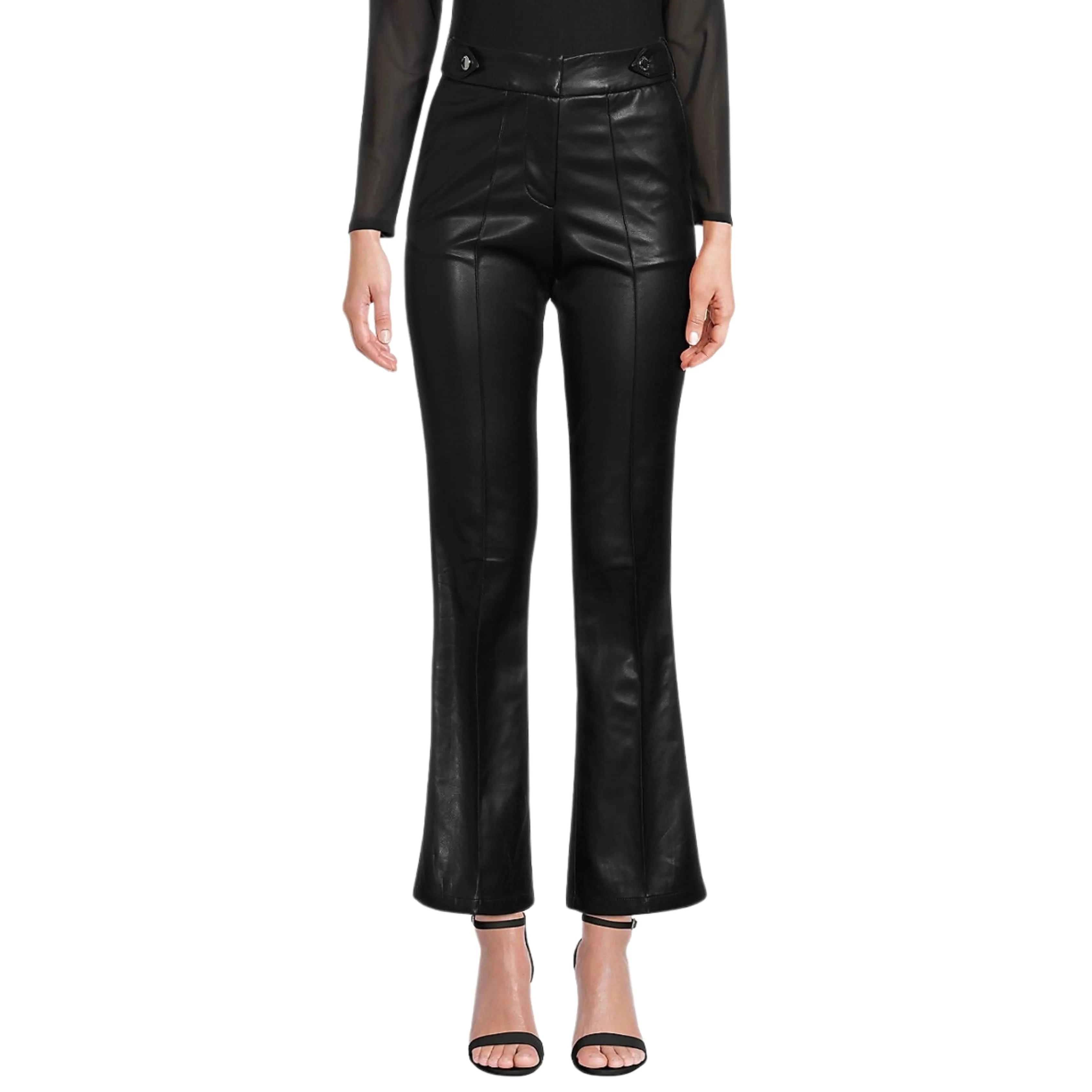 CALVIN KLEIN -  Faux Leather High Rise Flared Pants