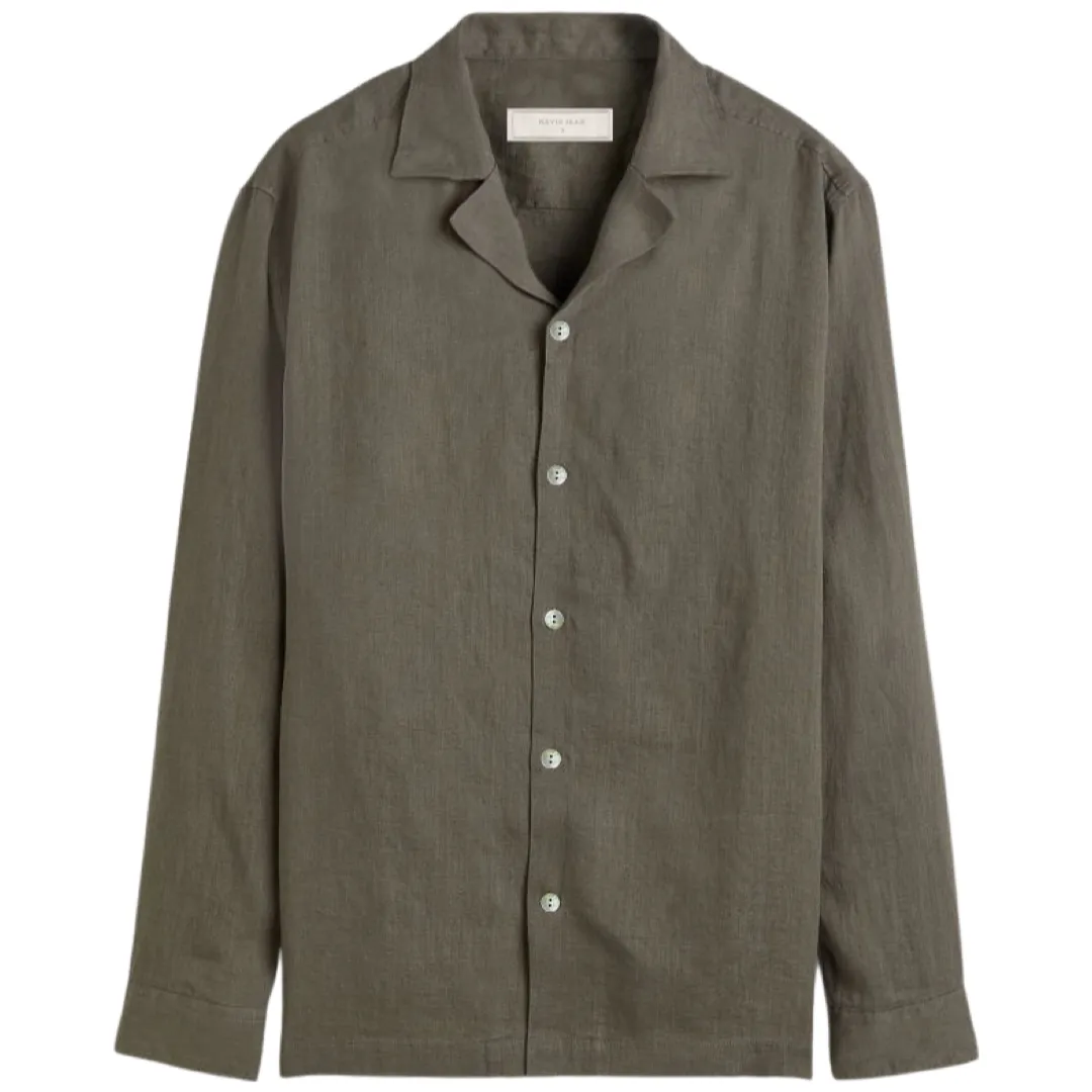 Camp Collar Irish Linen Long Sleeve Shirt (Made to order)