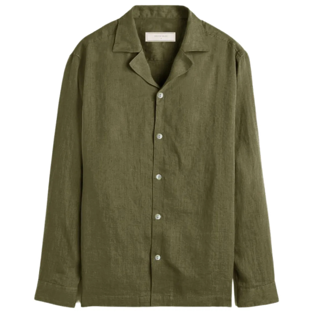 Camp Collar Irish Linen Long Sleeve Shirt (Made to order)