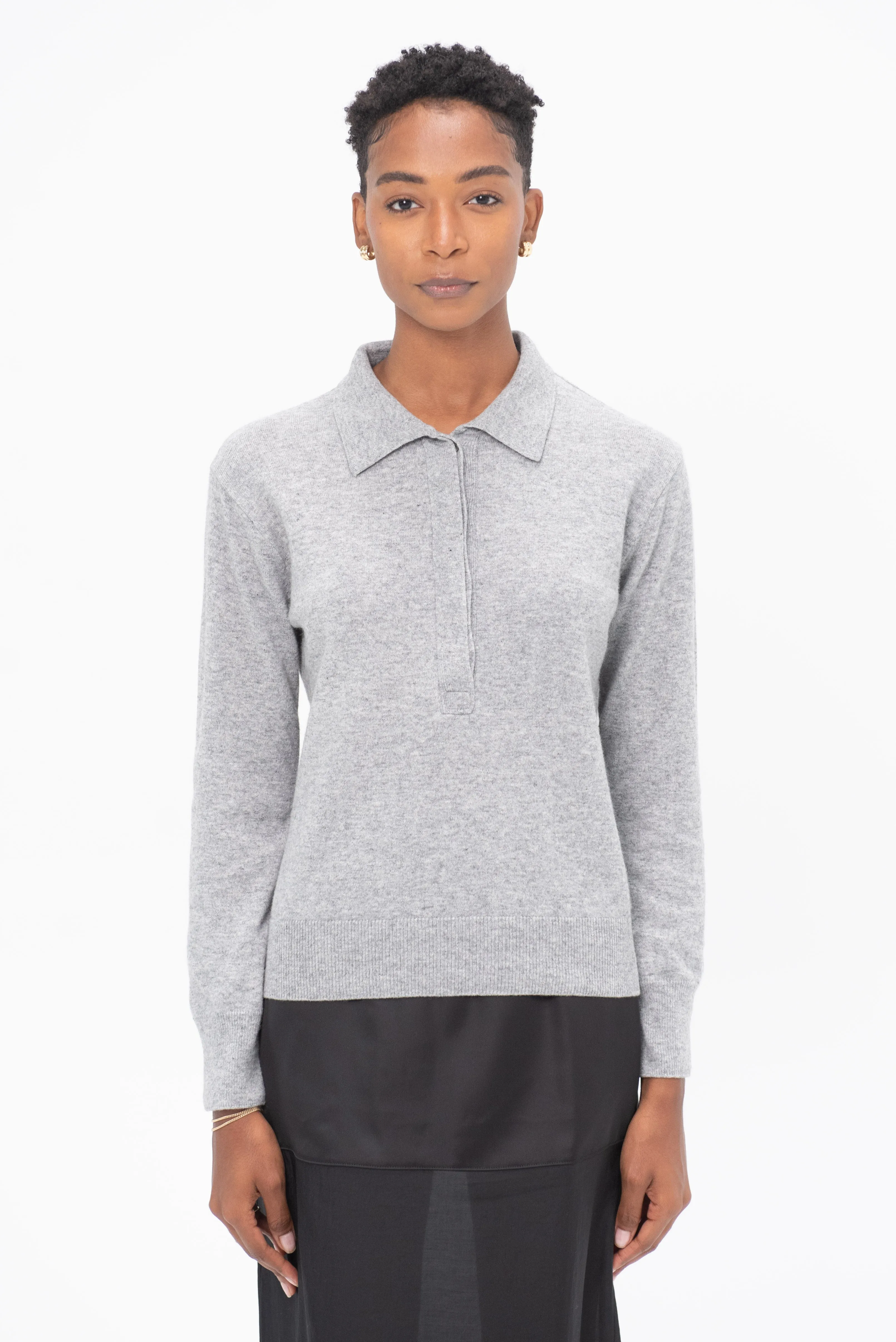 Cashmere Polo Sweater, Gray