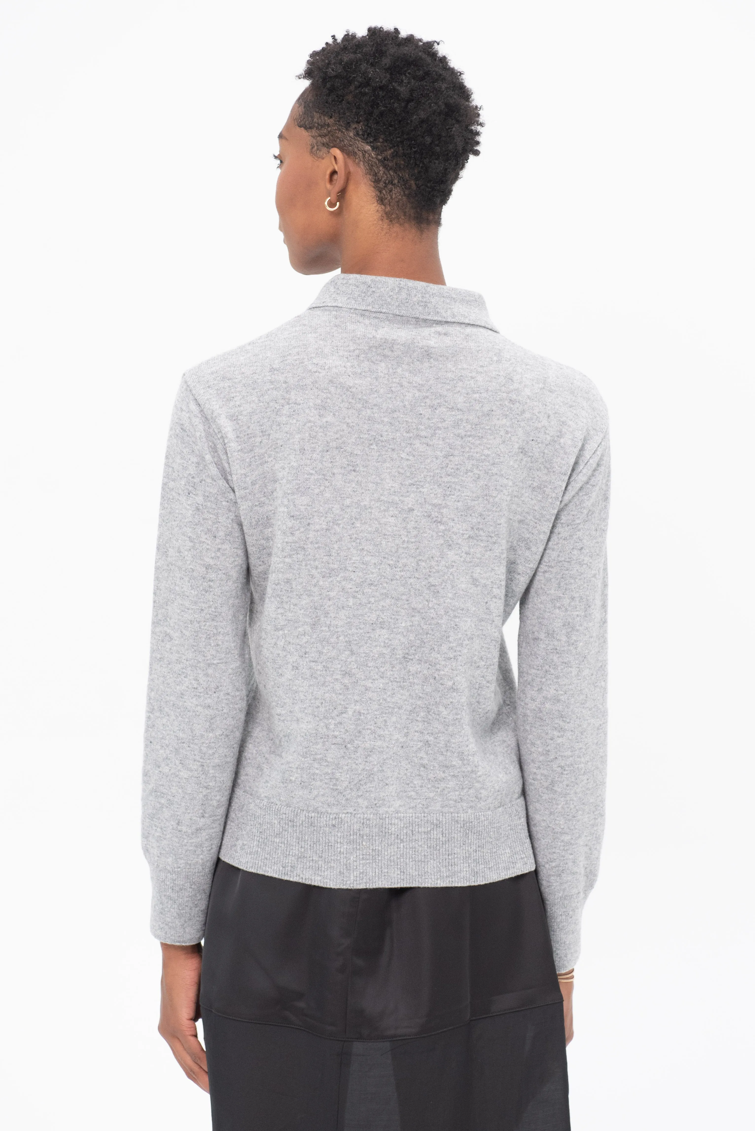 Cashmere Polo Sweater, Gray