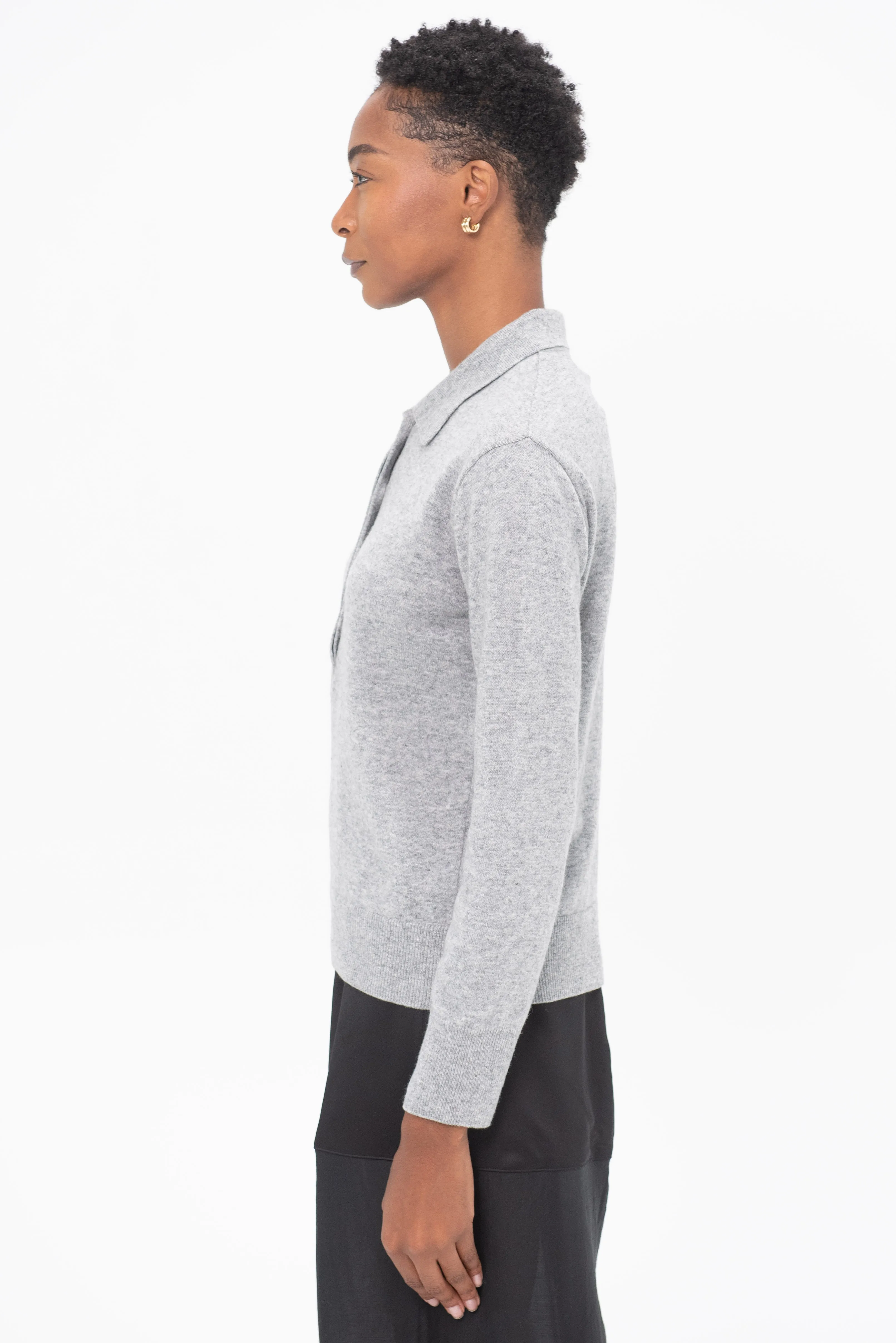 Cashmere Polo Sweater, Gray