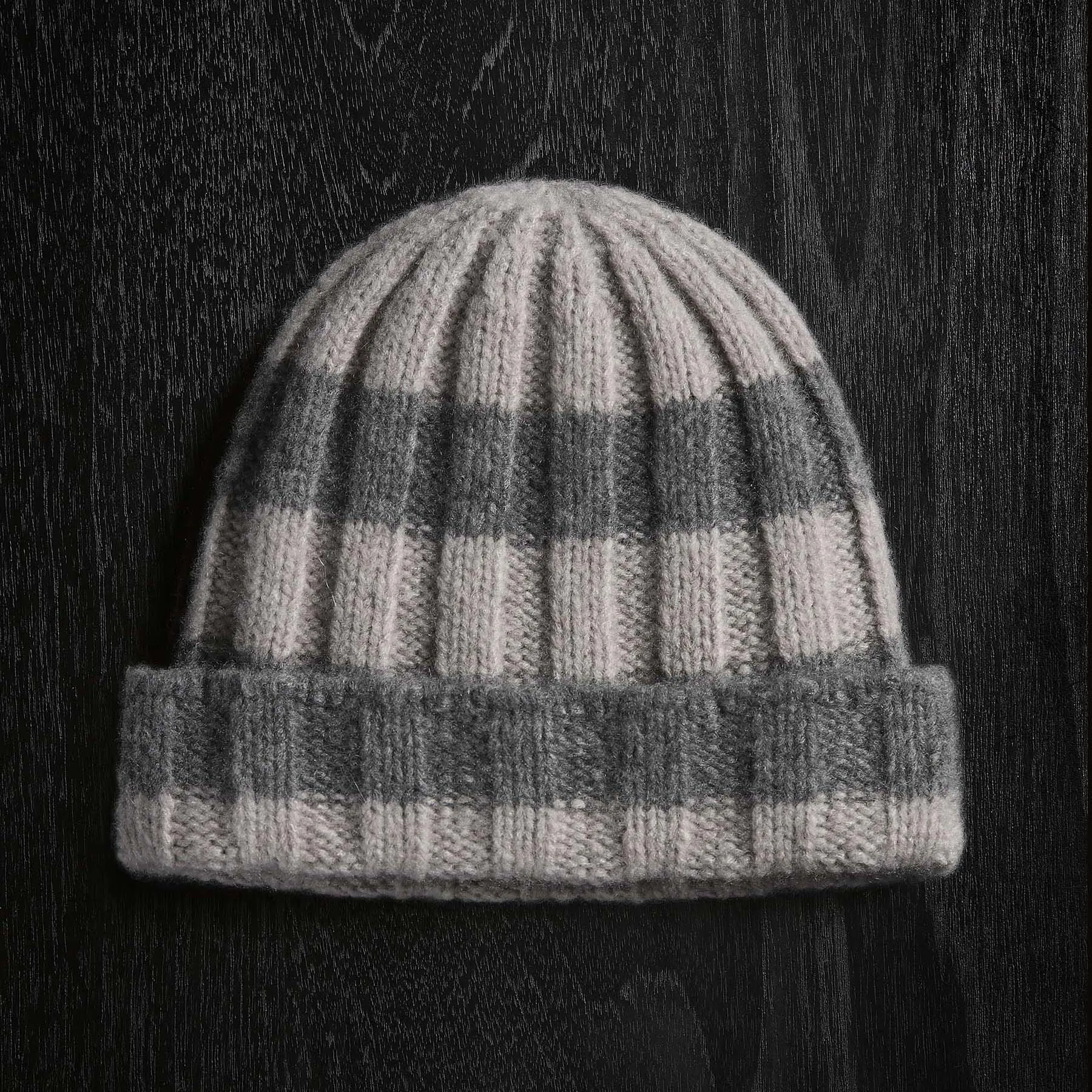 Cashmere Striped Beanie - Silver Wheat/Thunder