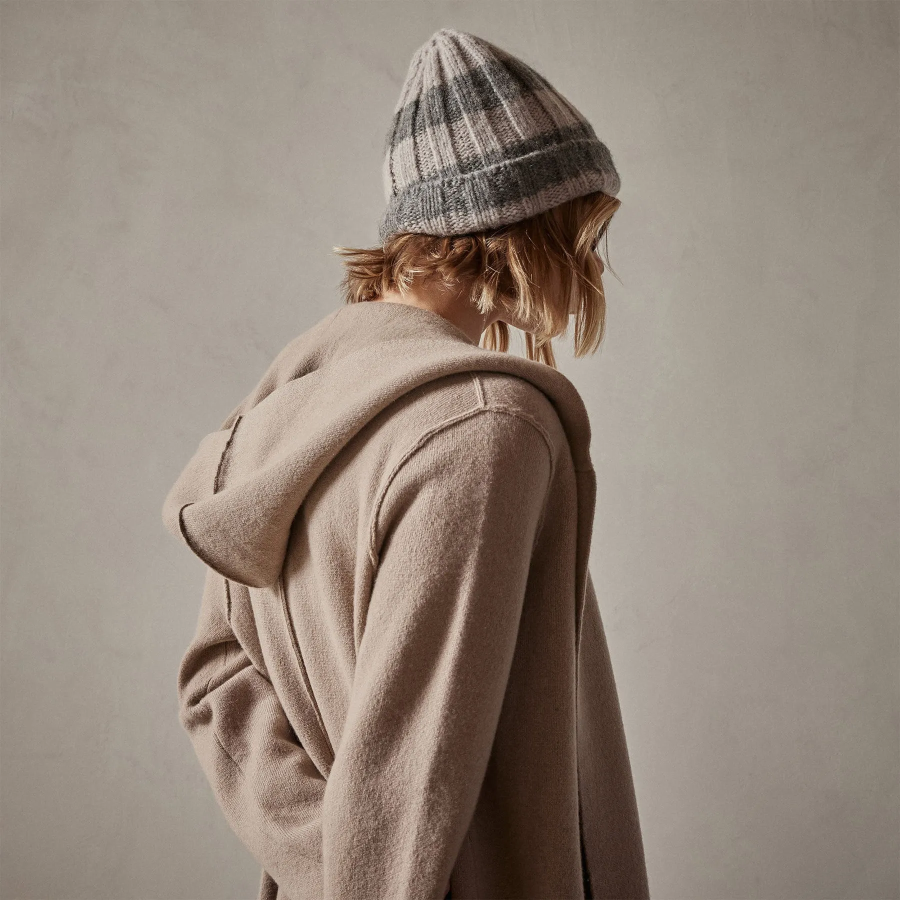 Cashmere Striped Beanie - Silver Wheat/Thunder