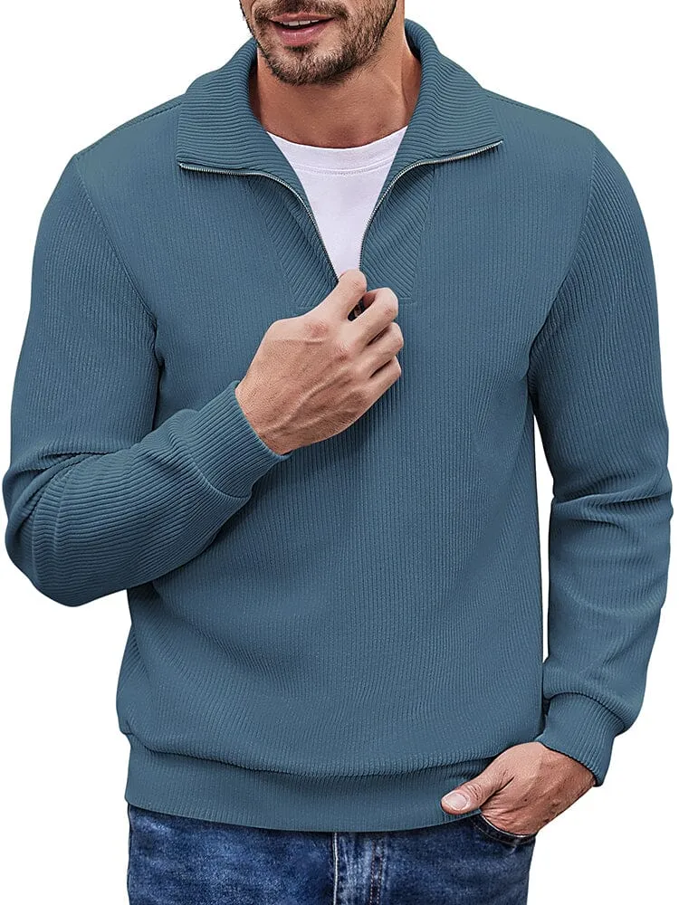 Casual Corduroy Polo Collar Pullover (US Only)