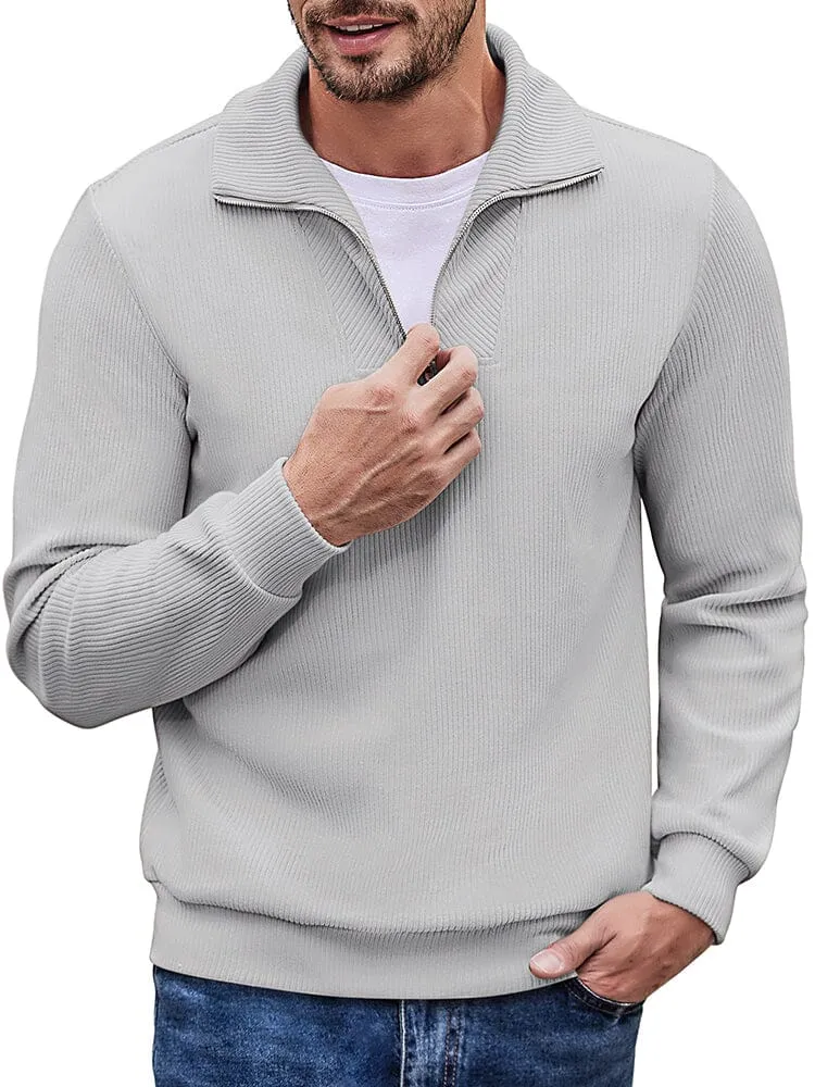 Casual Corduroy Polo Collar Pullover (US Only)