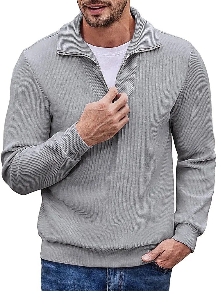 Casual Corduroy Polo Collar Pullover (US Only)