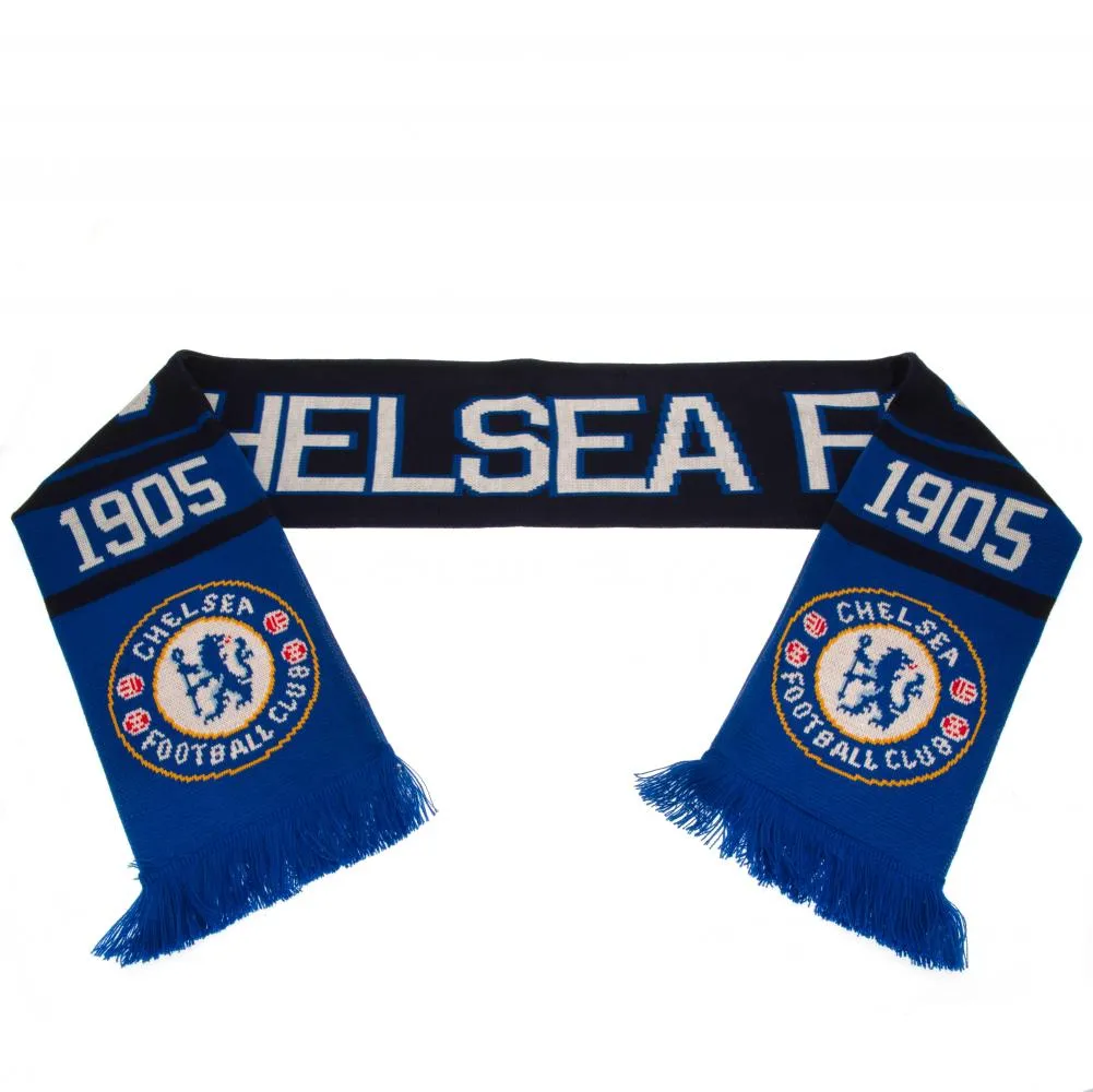 Chelsea FC Jacquard Knit Scarf with Fringe