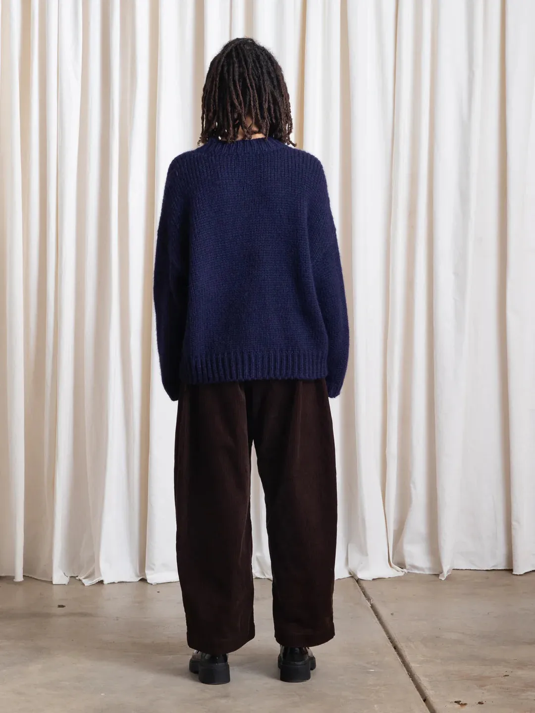 Chocolate Corduroy Loose Barrel Pant