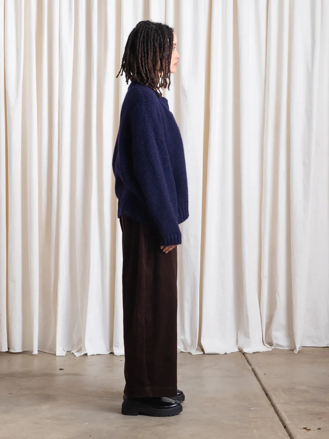 Chocolate Corduroy Loose Barrel Pant