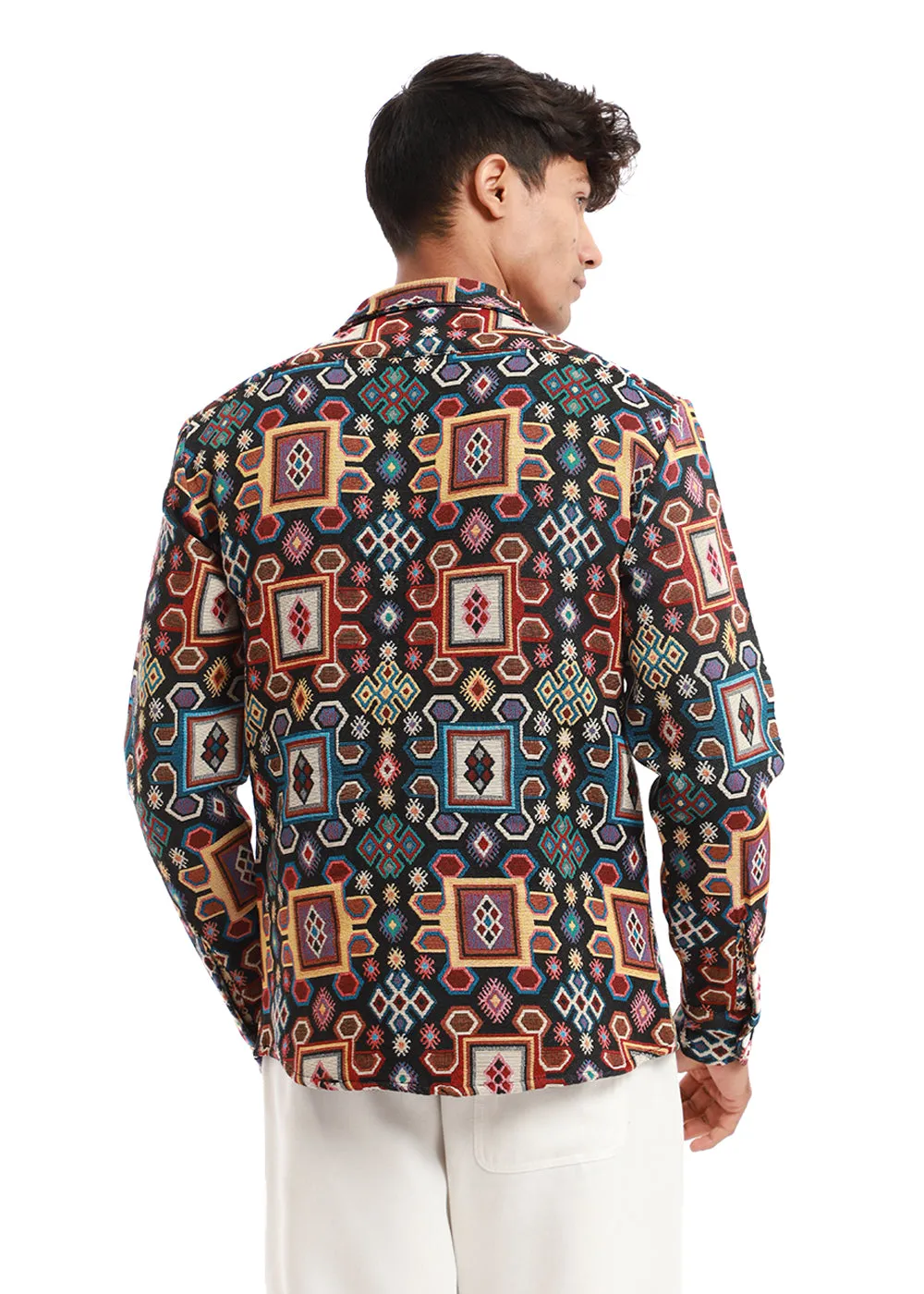 Chromatic Kilim Motif Jacquard Shacket