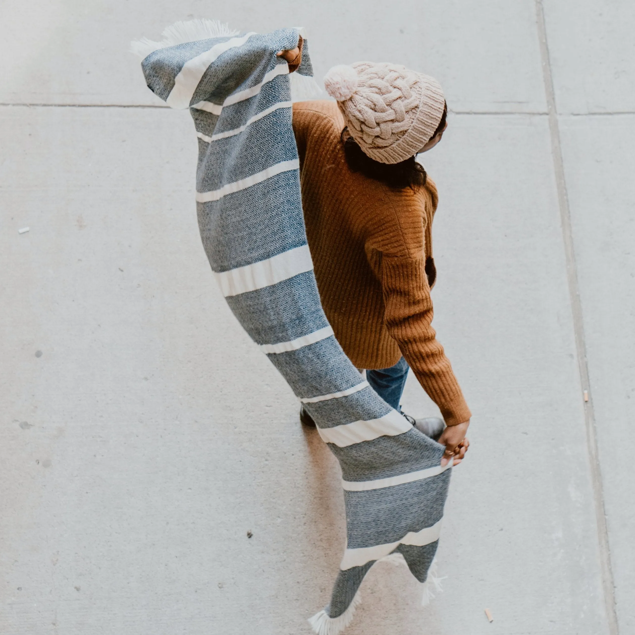 Chunky Diamond Scarf in Blue