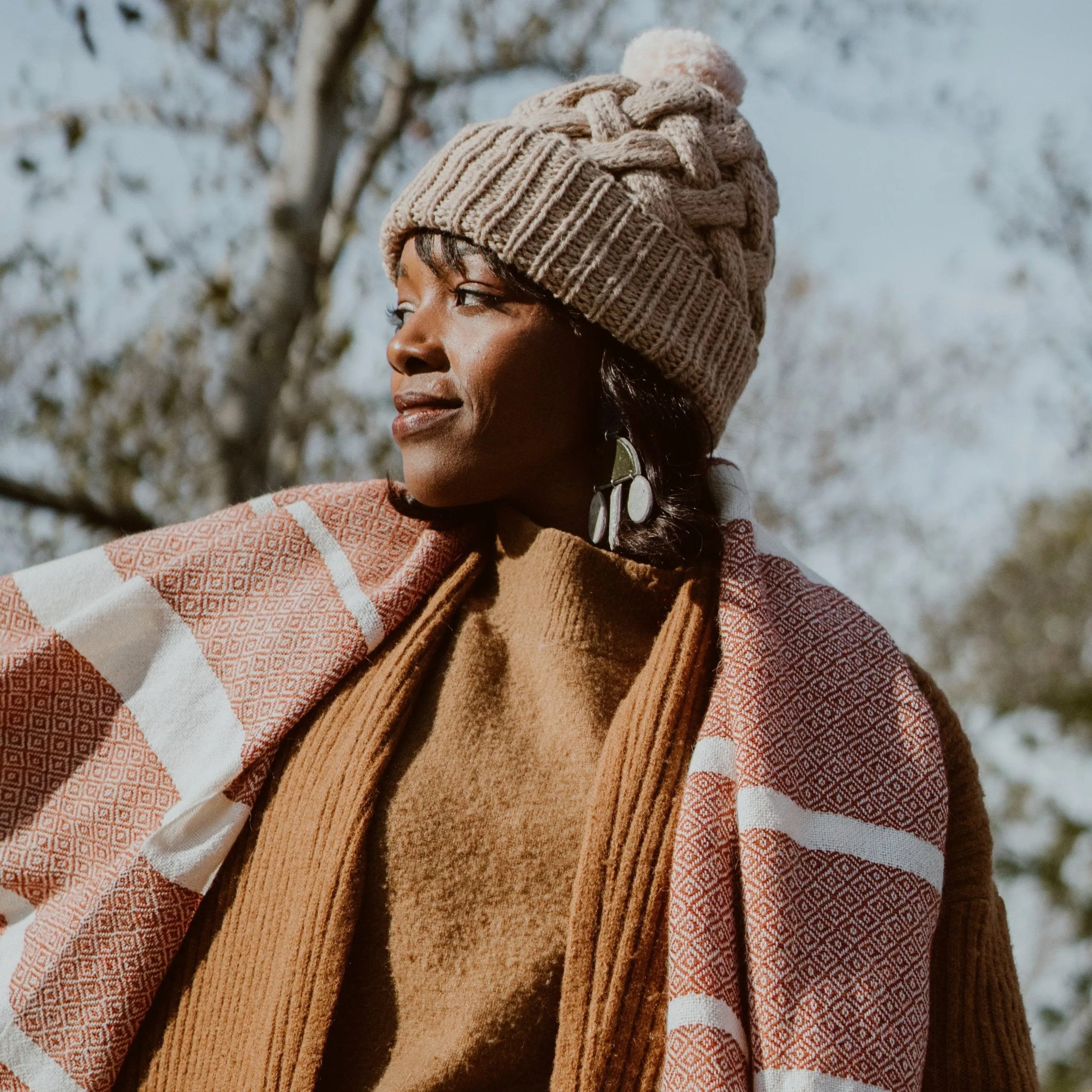 Chunky Diamond Scarf in Rust