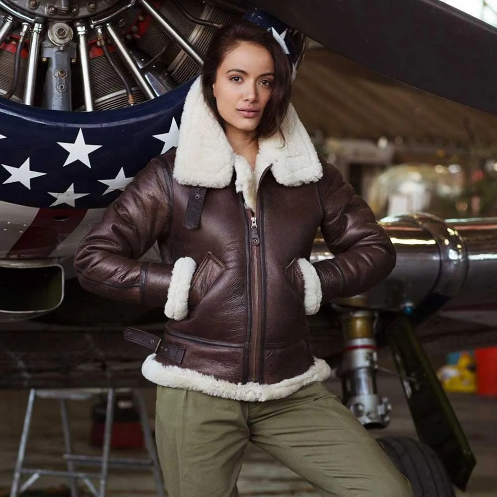 Cockpit USA Womens B-3 Sheepskin Bomber Jacket