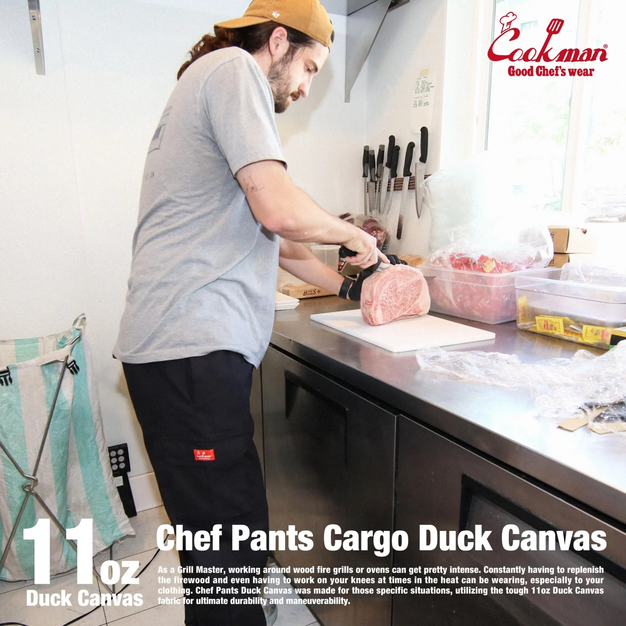 Cookman Chef Pants Cargo - Duck Canvas : Black