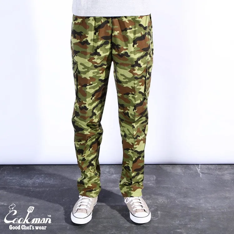 Cookman Chef Pants Cargo - Ripstop : Woodland Camo Green