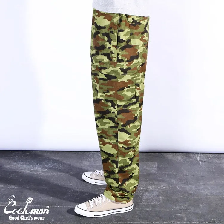 Cookman Chef Pants Cargo - Ripstop : Woodland Camo Green