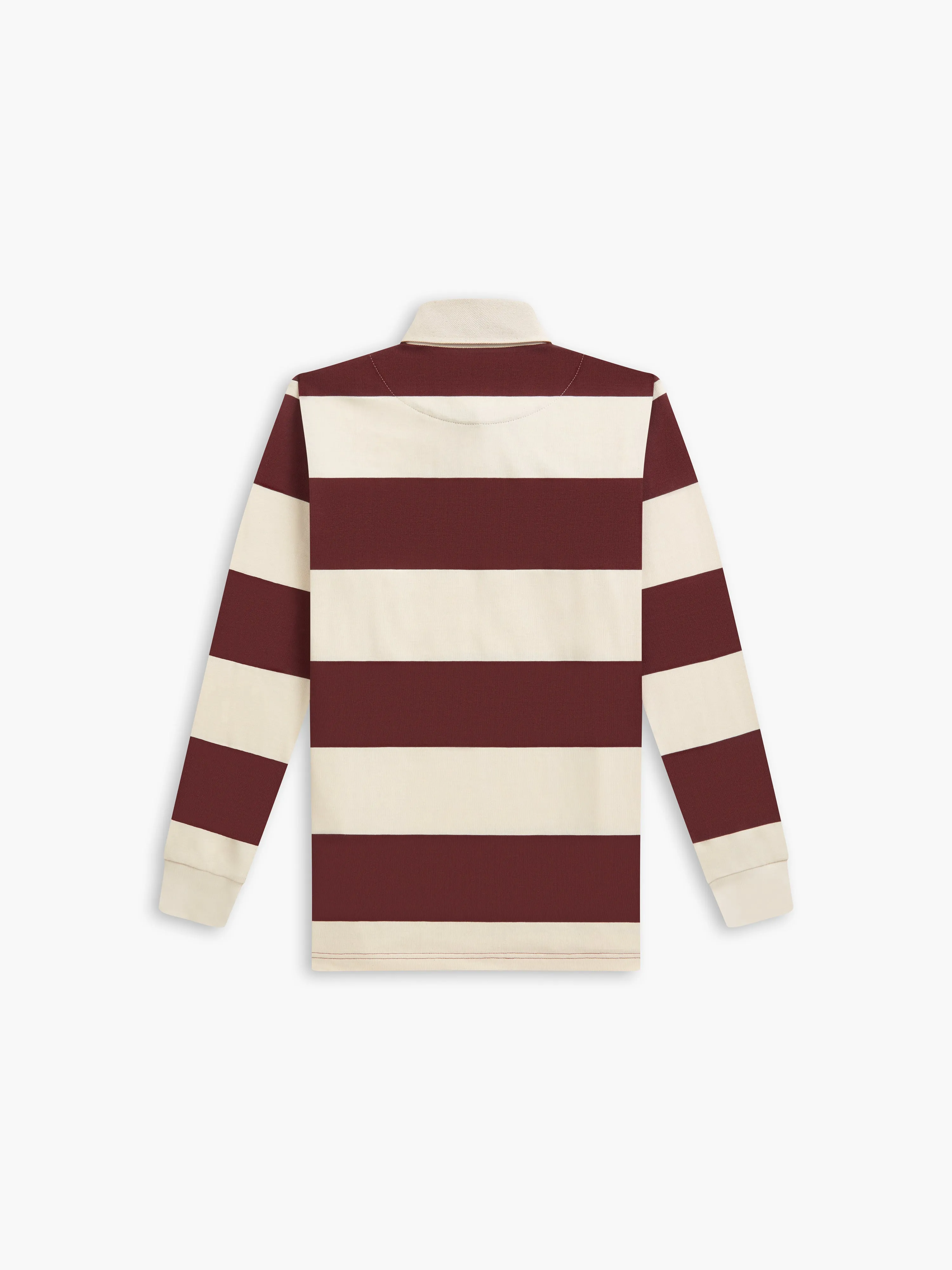 Cotton Rugby Shirt in Burgundy Stripe