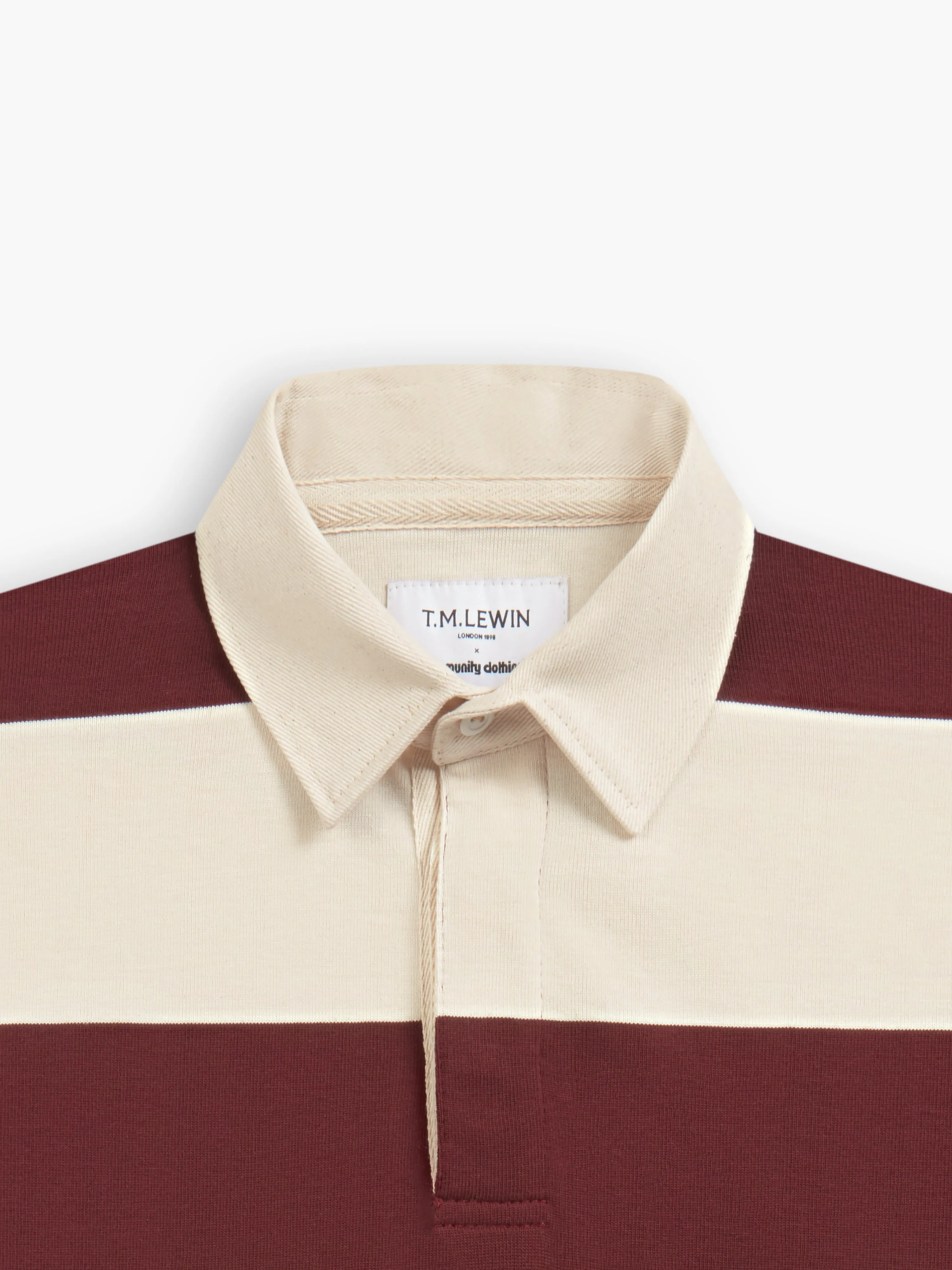 Cotton Rugby Shirt in Burgundy Stripe