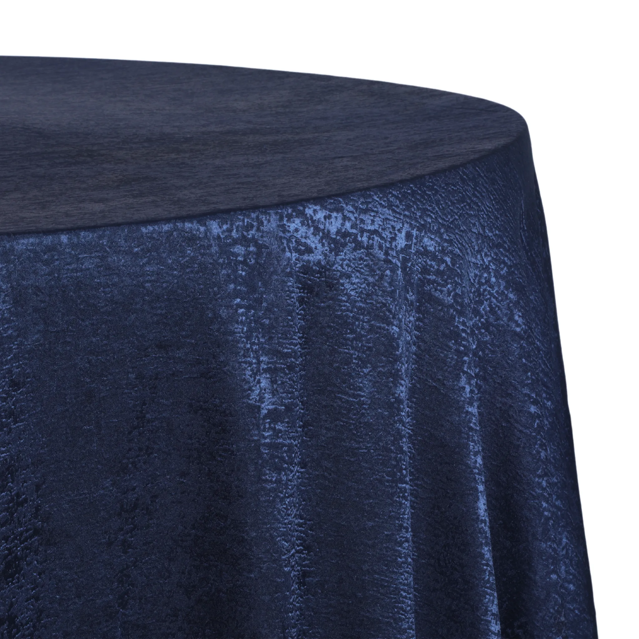 Crinkle Shimmer 132" Round Tablecloth - Navy Blue