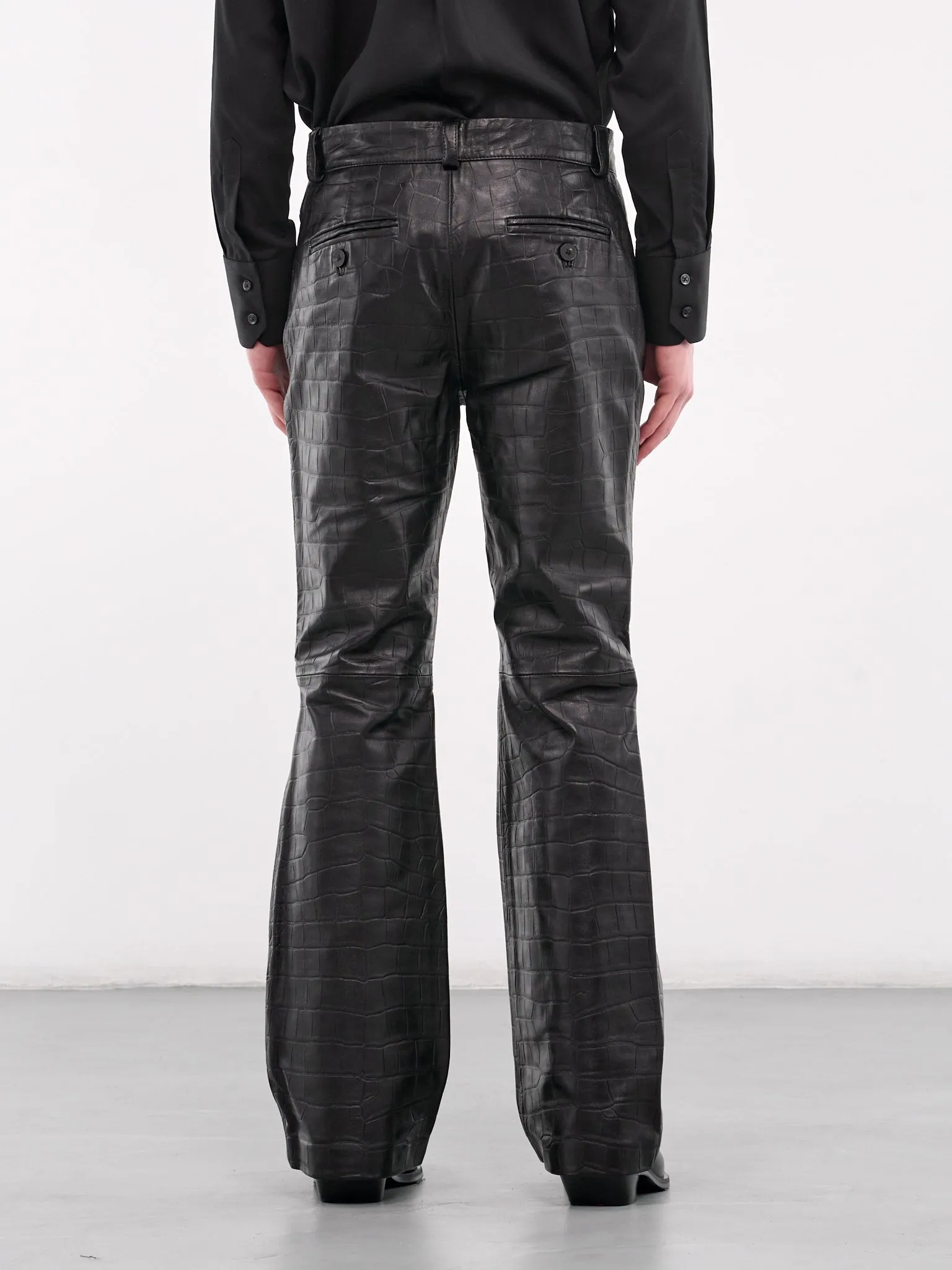 Crocodile Embossed Flare Trousers (PT14CL-LE42-BLACK-CROCODILE)