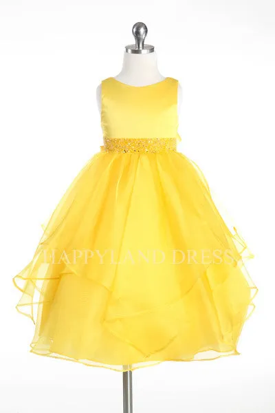 D0302 Satin Bodice Organza Skirt Dress (9 Diff. Colors)