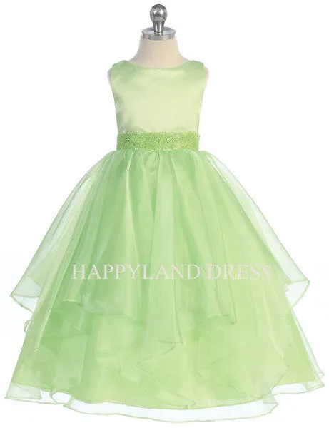 D0302 Satin Bodice Organza Skirt Dress (9 Diff. Colors)