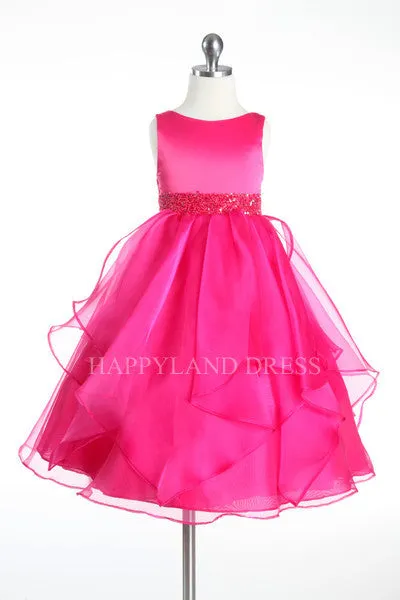 D0302 Satin Bodice Organza Skirt Dress (9 Diff. Colors)