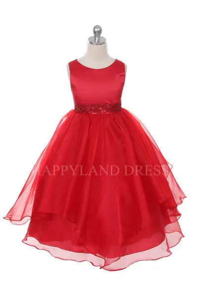 D0302 Satin Bodice Organza Skirt Dress (9 Diff. Colors)